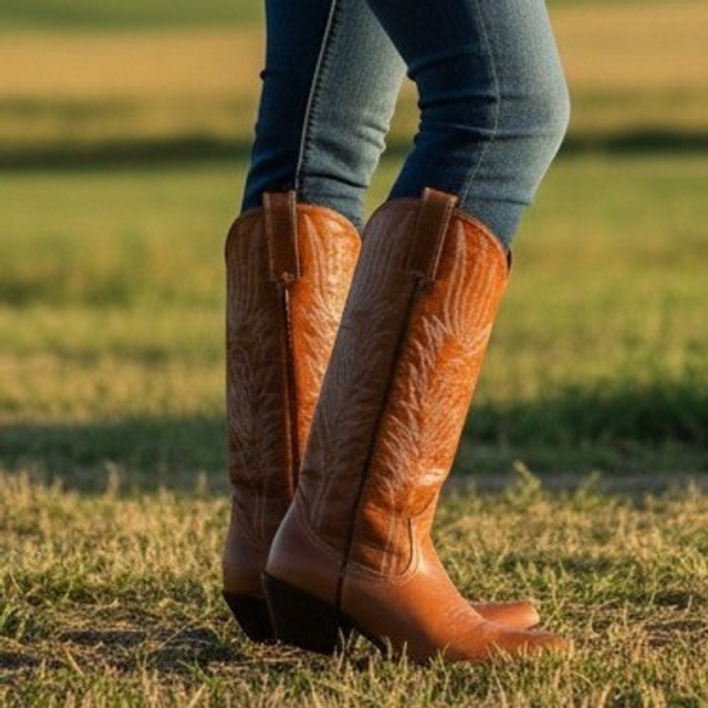 Steve Madden Lone Star Women Western Cowboy Boot 9 Festival Tan Leather